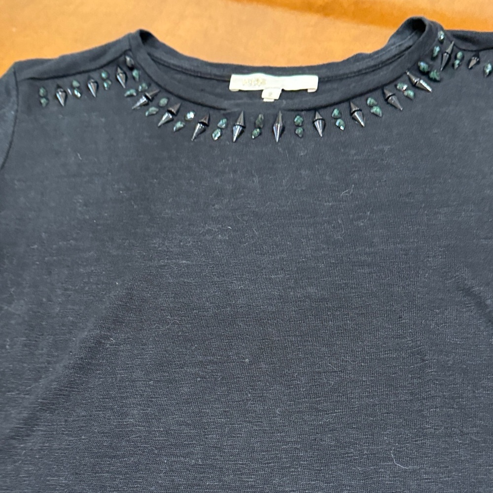 Maje Short sleeve Black linen top